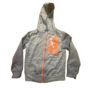 Nike Dri-Fit Gray and Orange Hooded Sweatshirt for Kids XS 3 4 Years Boys